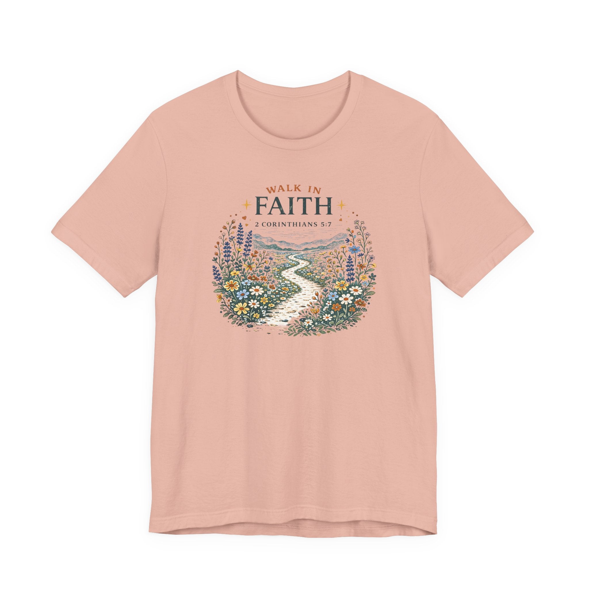 Walk in Faith (2 Corinthians 5:7  Botanical Block Print Tee)