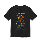 It Is Well With My Soul (Botanical Christian Tee in Dark Colors)