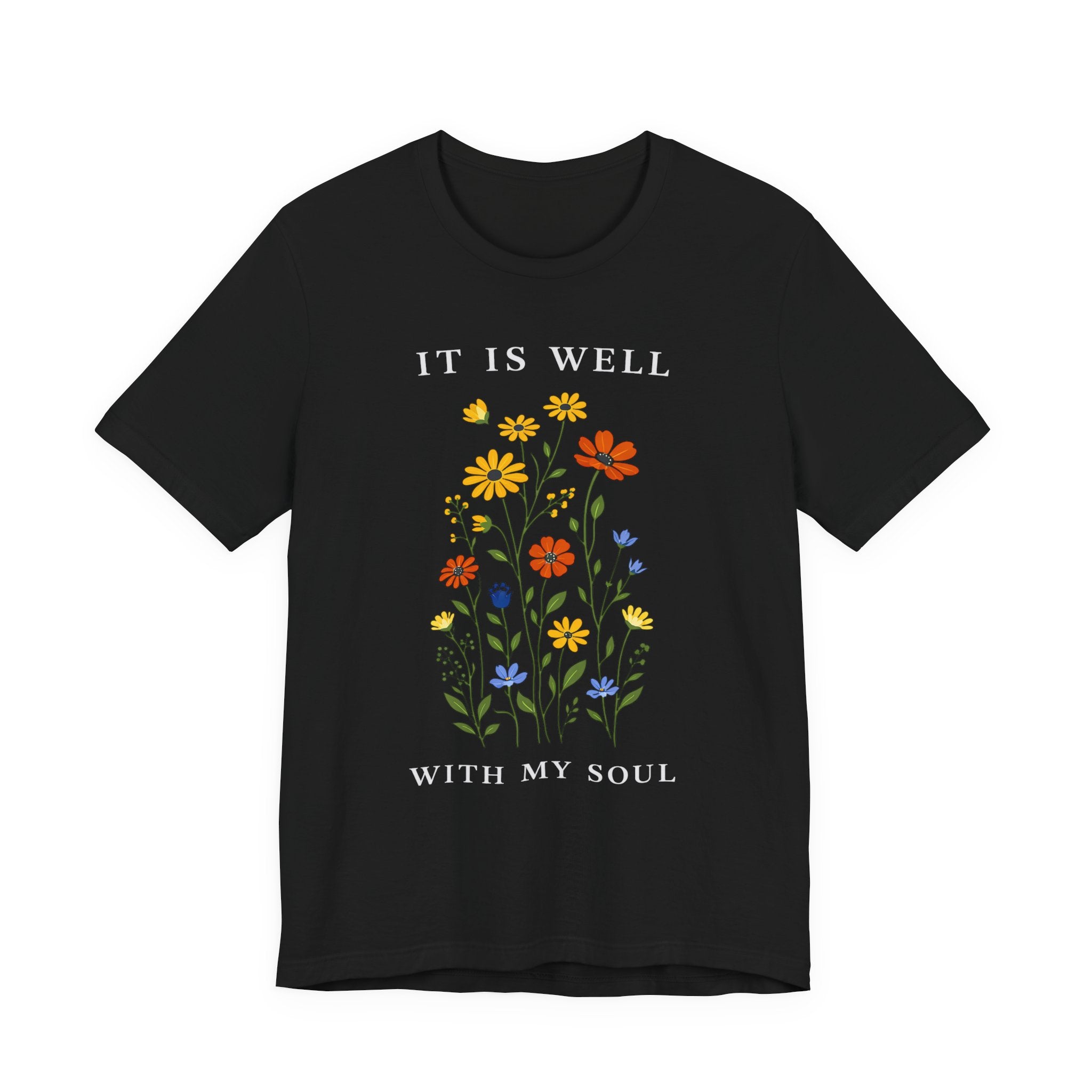 It Is Well With My Soul (Botanical Christian Tee in Dark Colors)