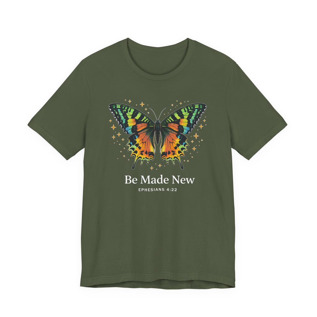 Be Made New - Madagascan Sunset Moth (Ephesians 4:22  Tee in Dark Colors)