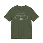 Be Patient in tribulation (Romans 12:12  Dark Sewing Tee)
