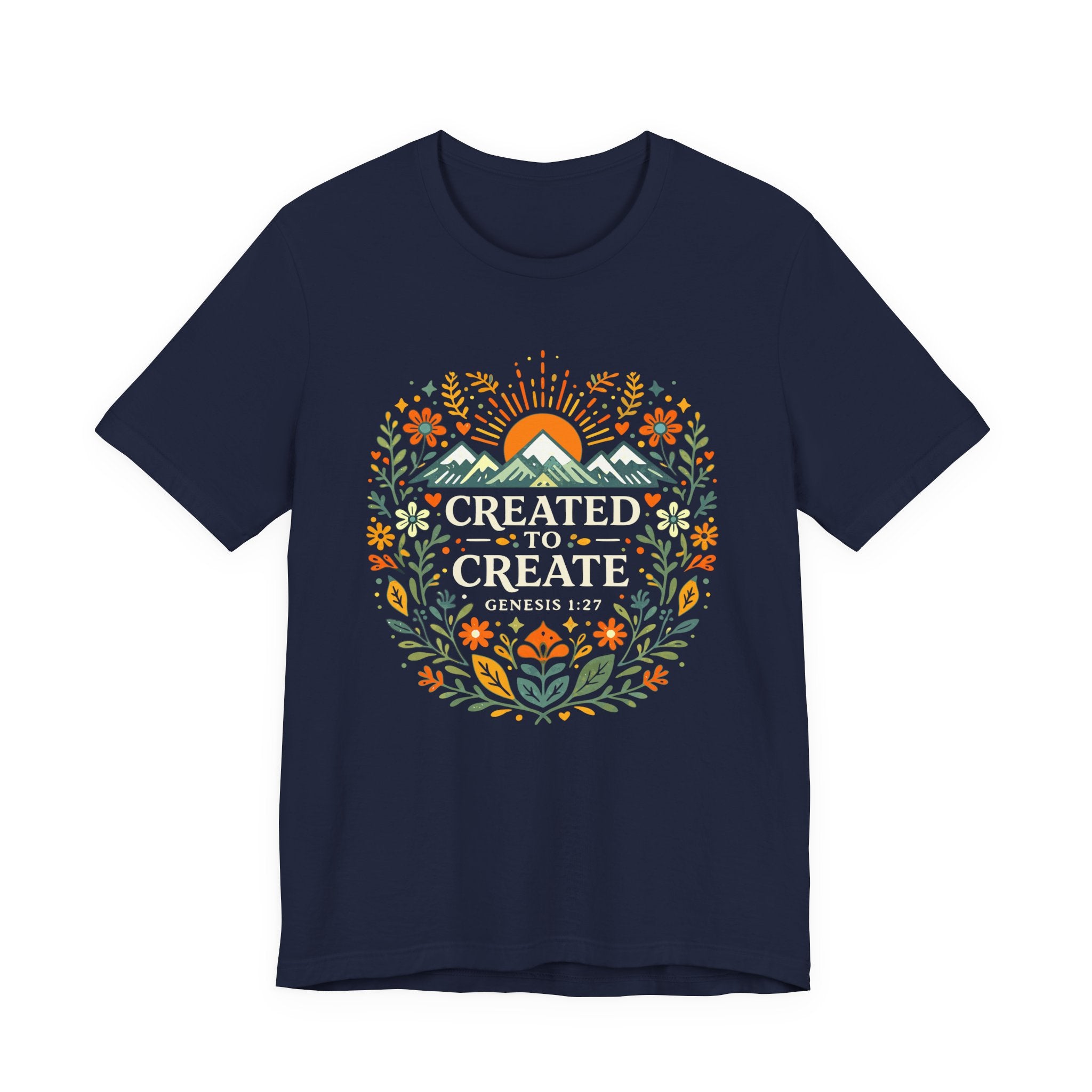 Created To Create (Christian Botanical Block Print Dark Colored Tee)