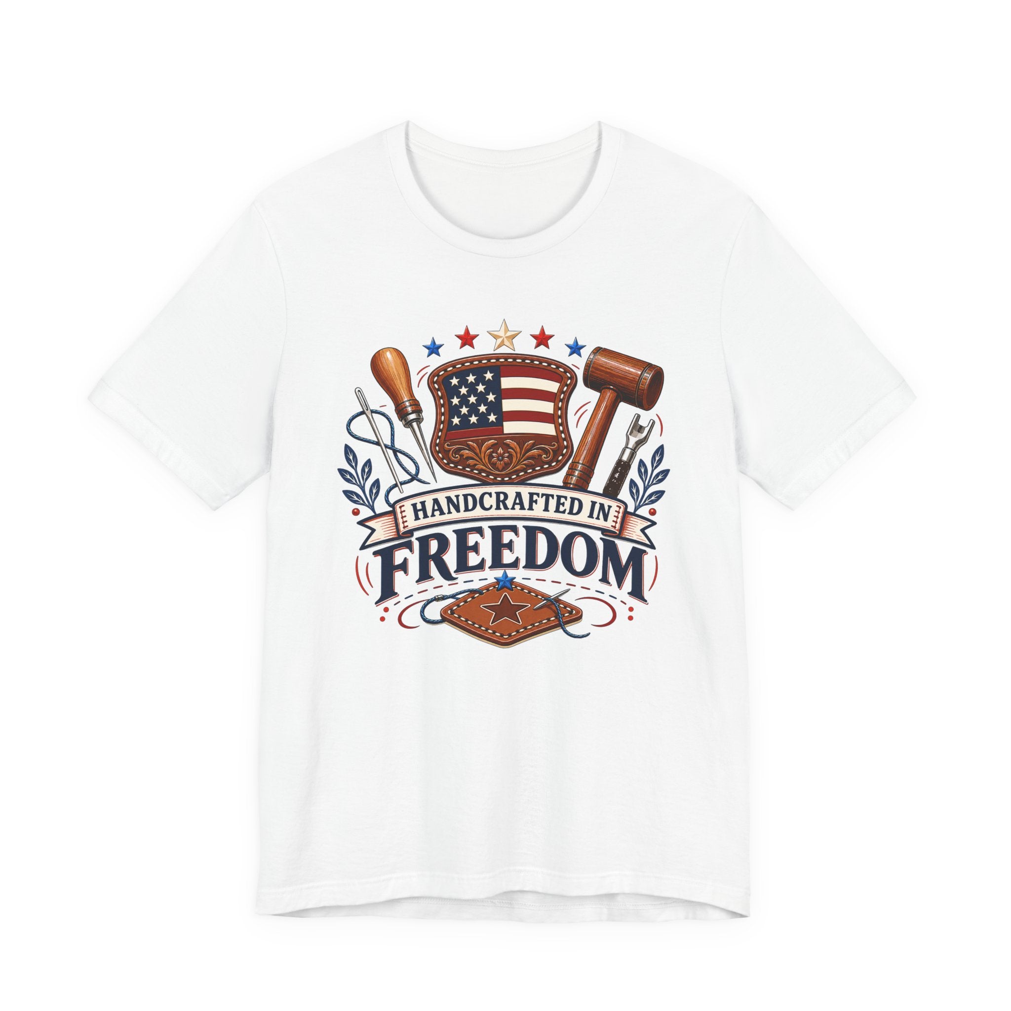 Handcrafted In Freedom (Patriotic Leather Working Tee)