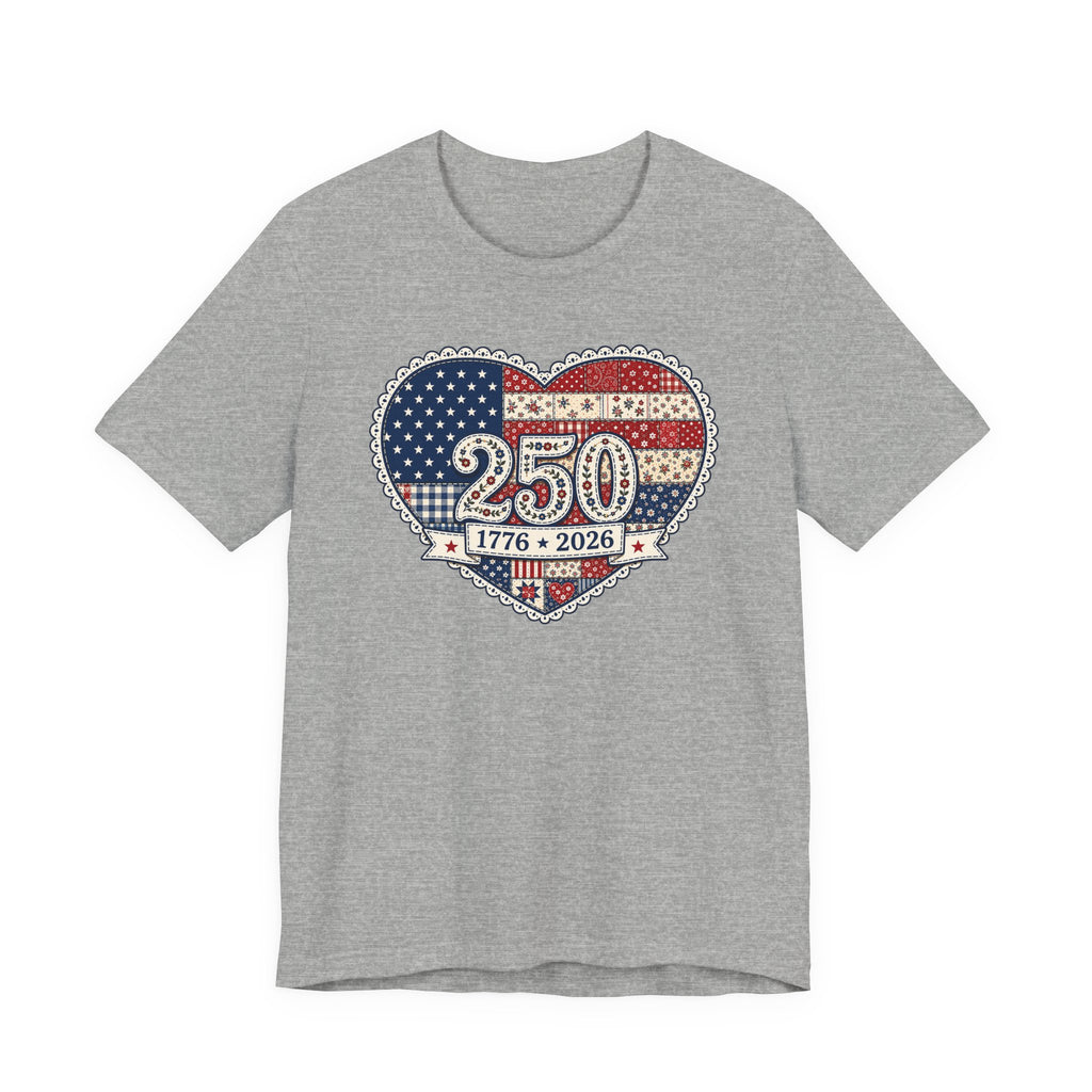 Americana Quilted Heart 250 (Patriotic Quilter's Tee)
