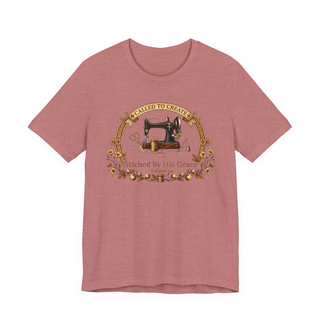 Stitched by His Grace (Christian Sewing Tee)