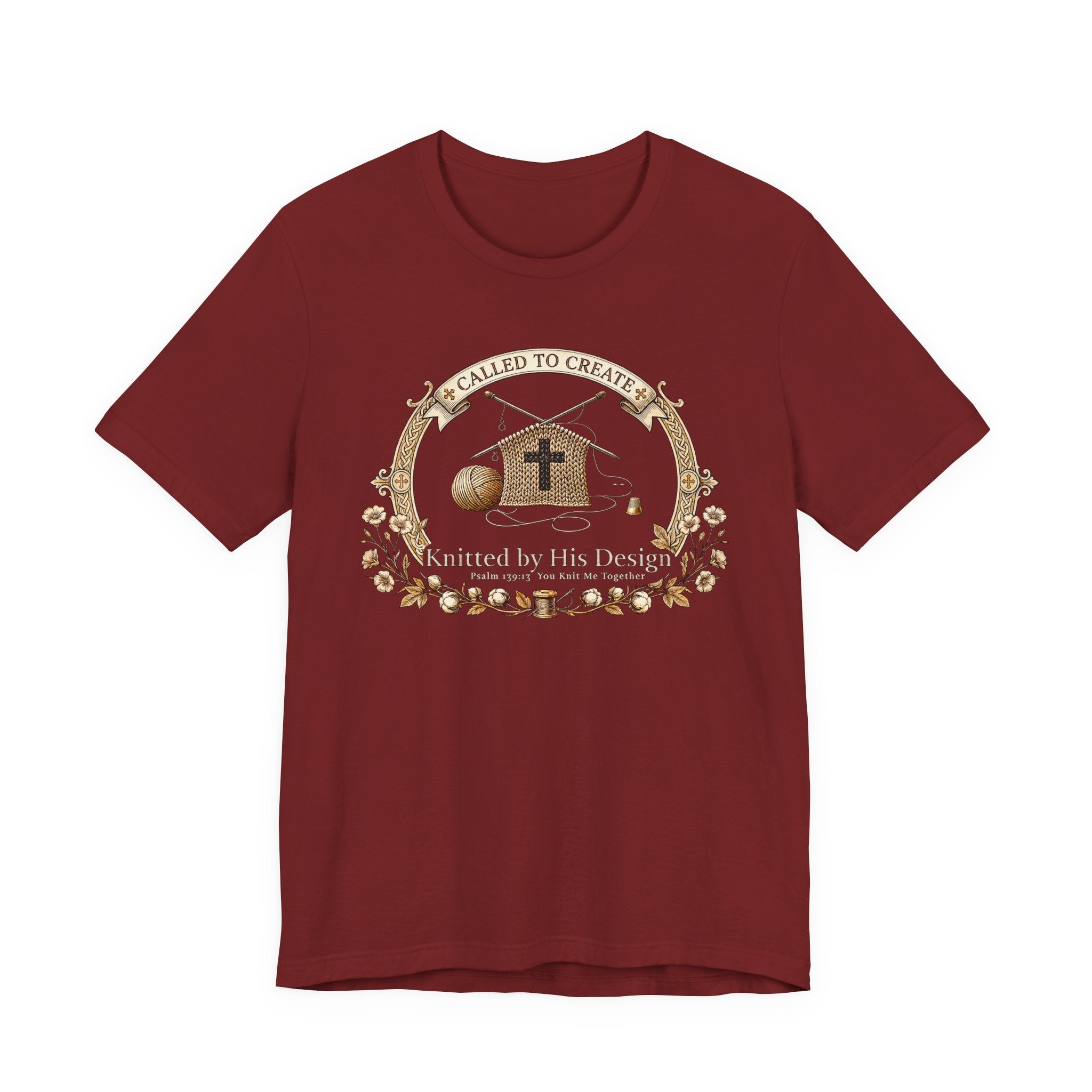 Knitted by His Design (Knitting Lovers Christian Tee - Dark Colors)