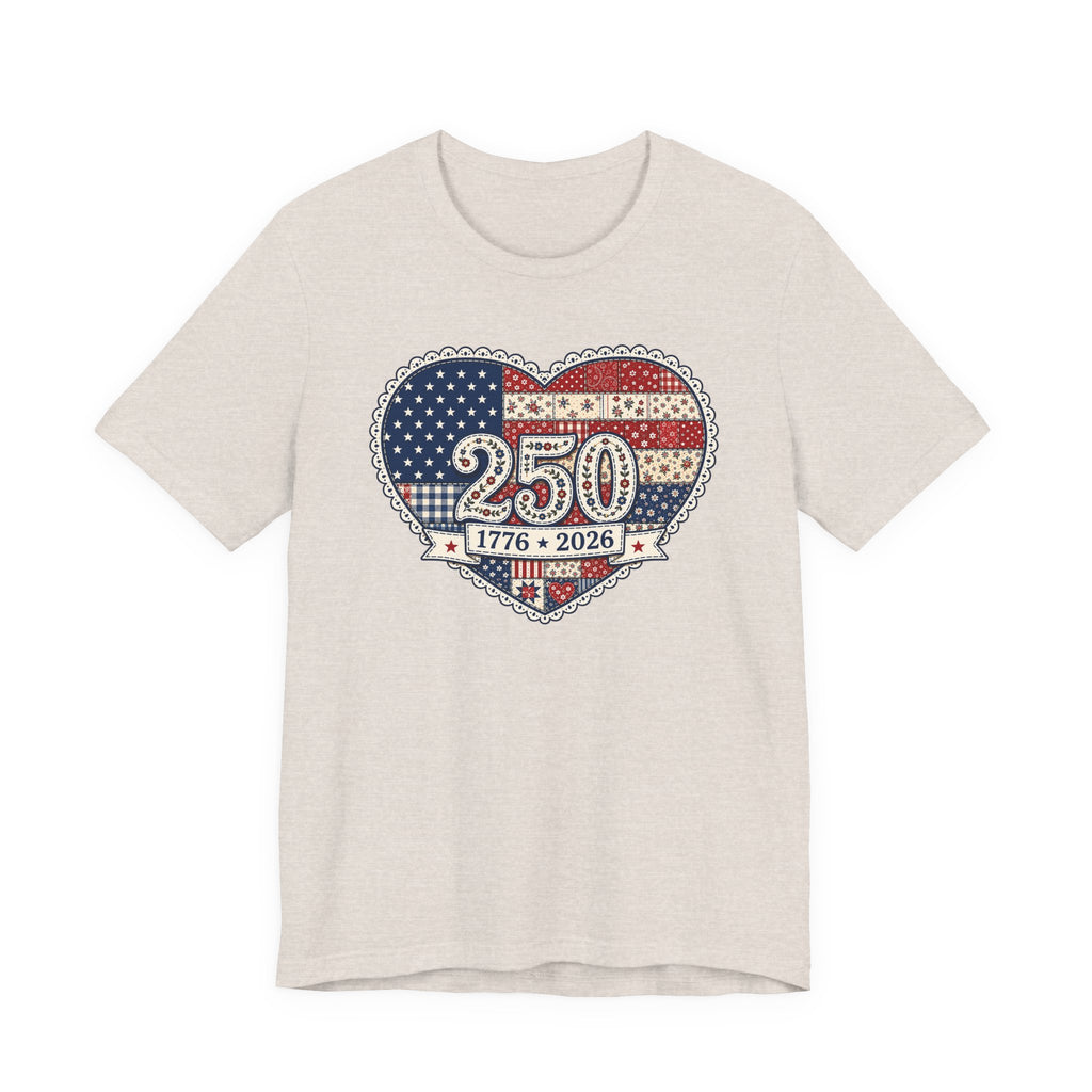 Americana Quilted Heart 250 (Patriotic Quilter's Tee)