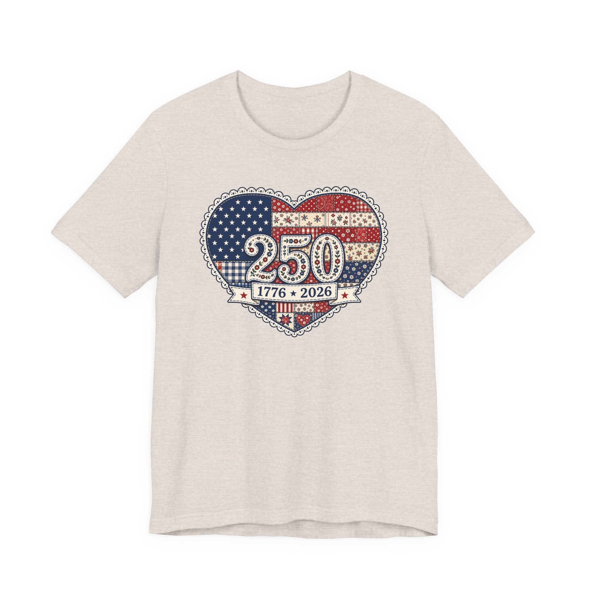 Americana Quilted Heart 250 (Patriotic Quilter's Tee)