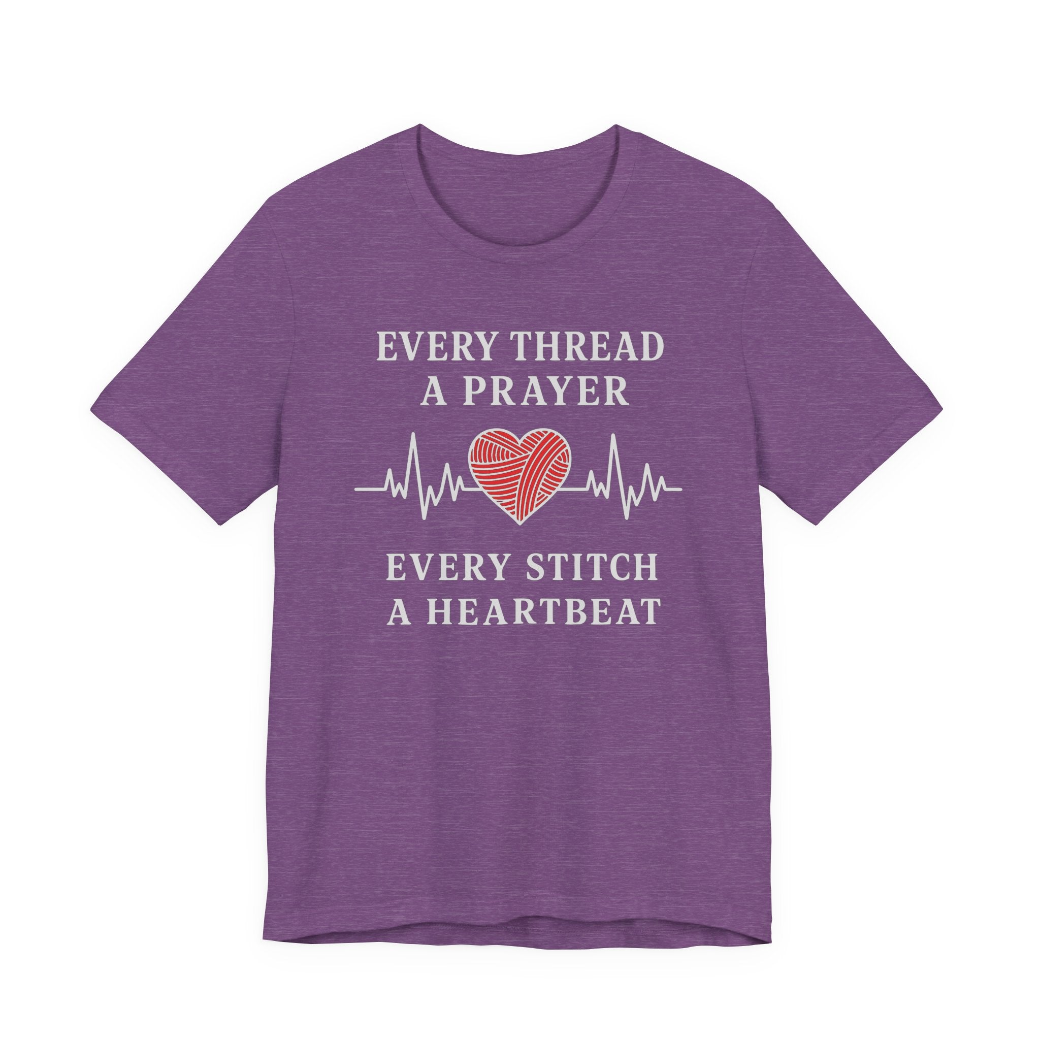 Every Thread A Prayer Every Stitch Heartbeat (Christian Heart Sewing - Dark Tee)