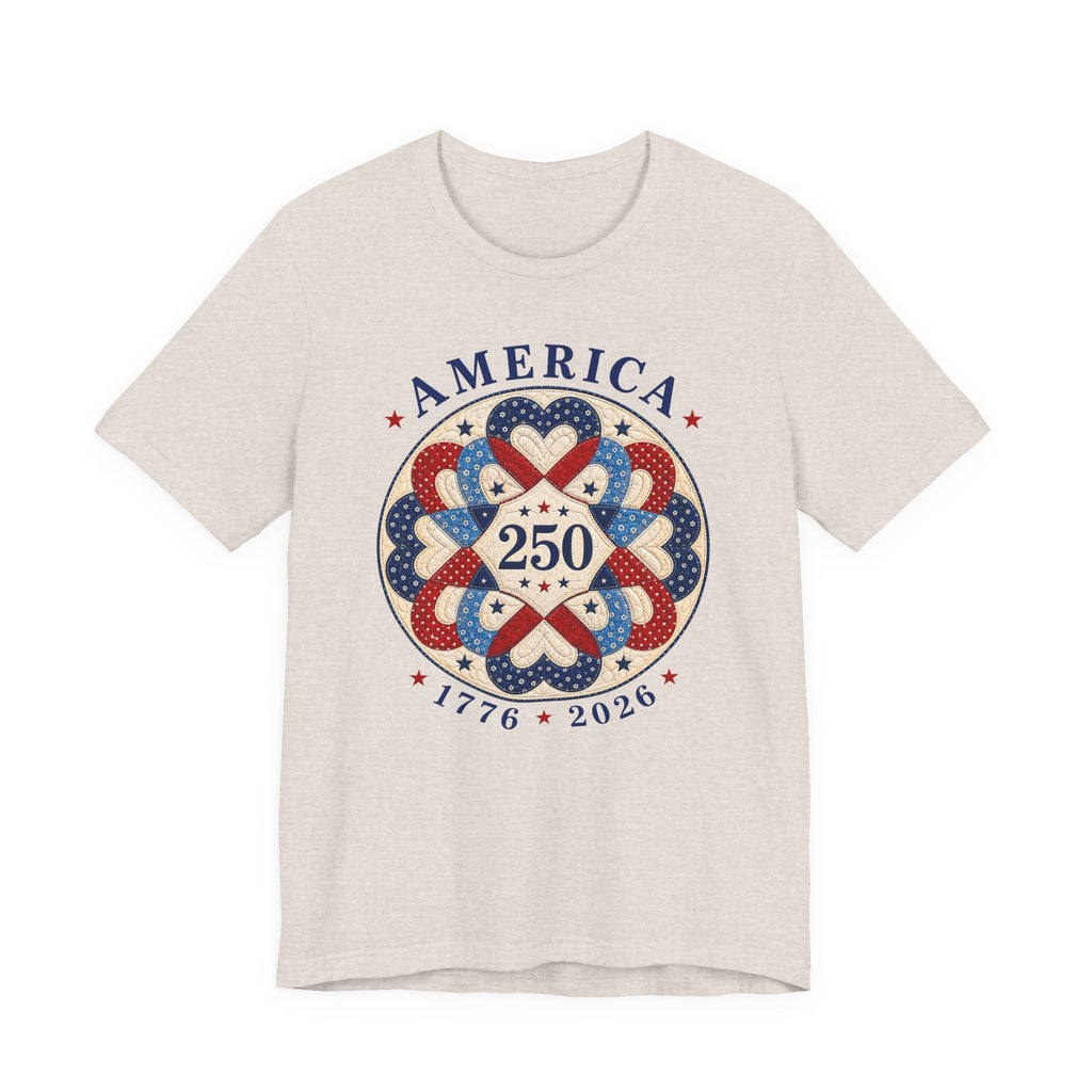 America 250 - Interlocking Hearts (Patriotic Quilting Tee)
