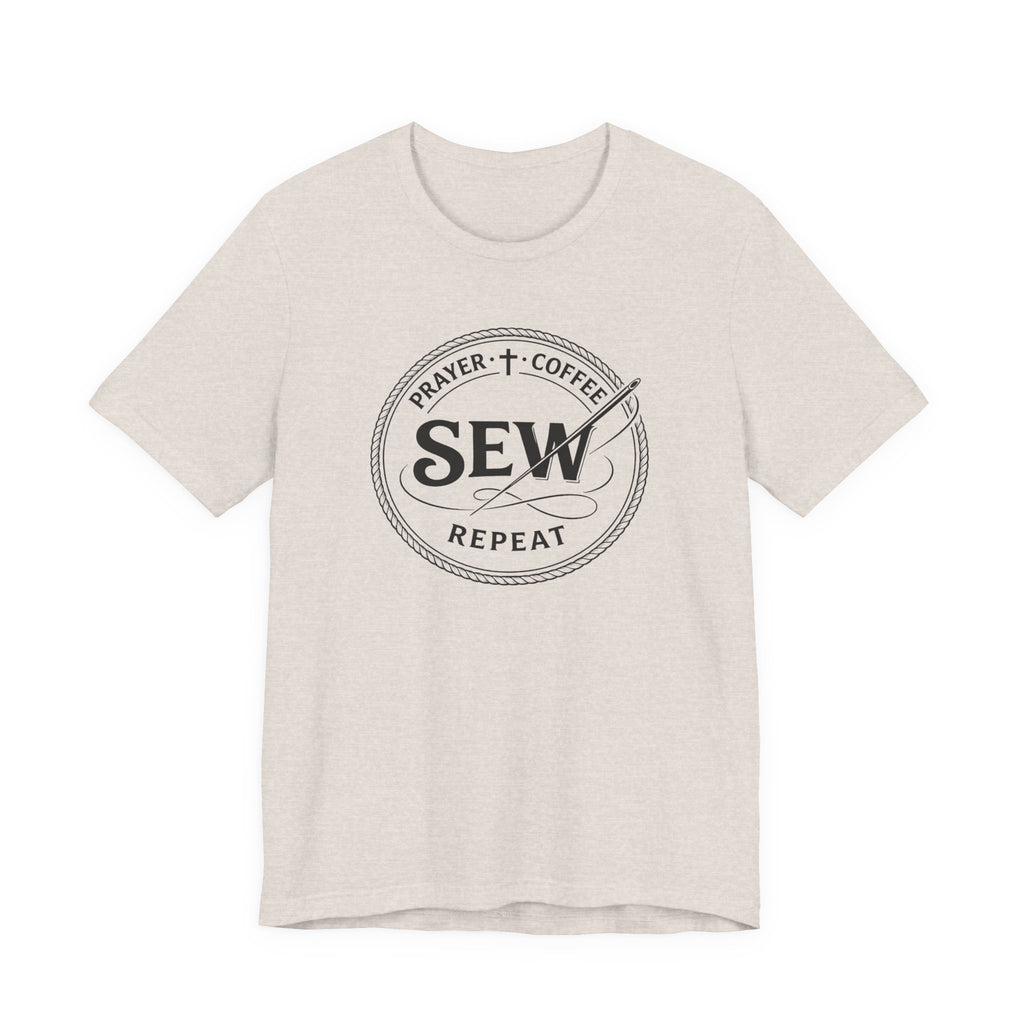 Prayer + Coffee + Sew Repeat (Christian Sewing Tee)