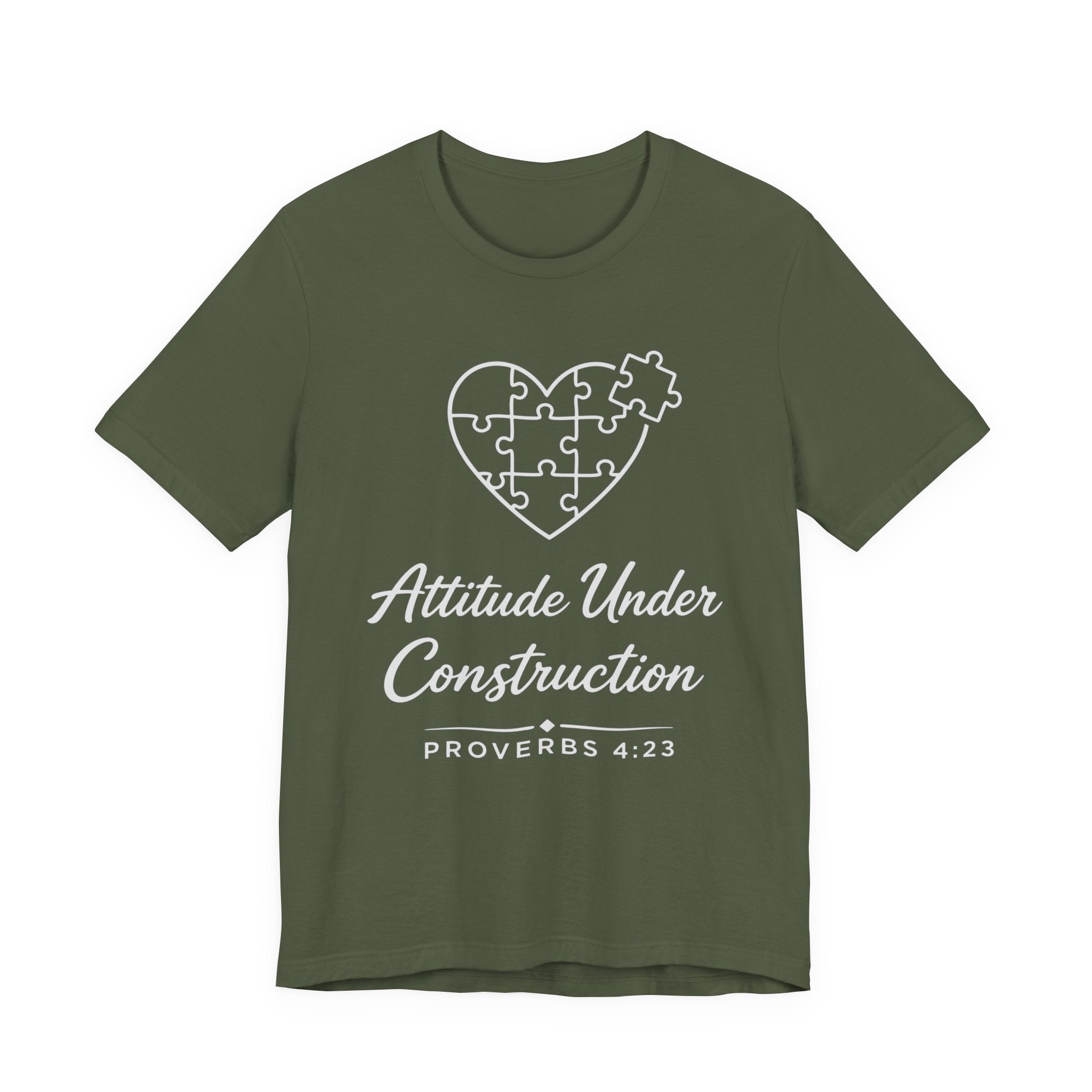 Attitude Under Construction (Proverbs 4:23 Christian Tee - Dark Tee)