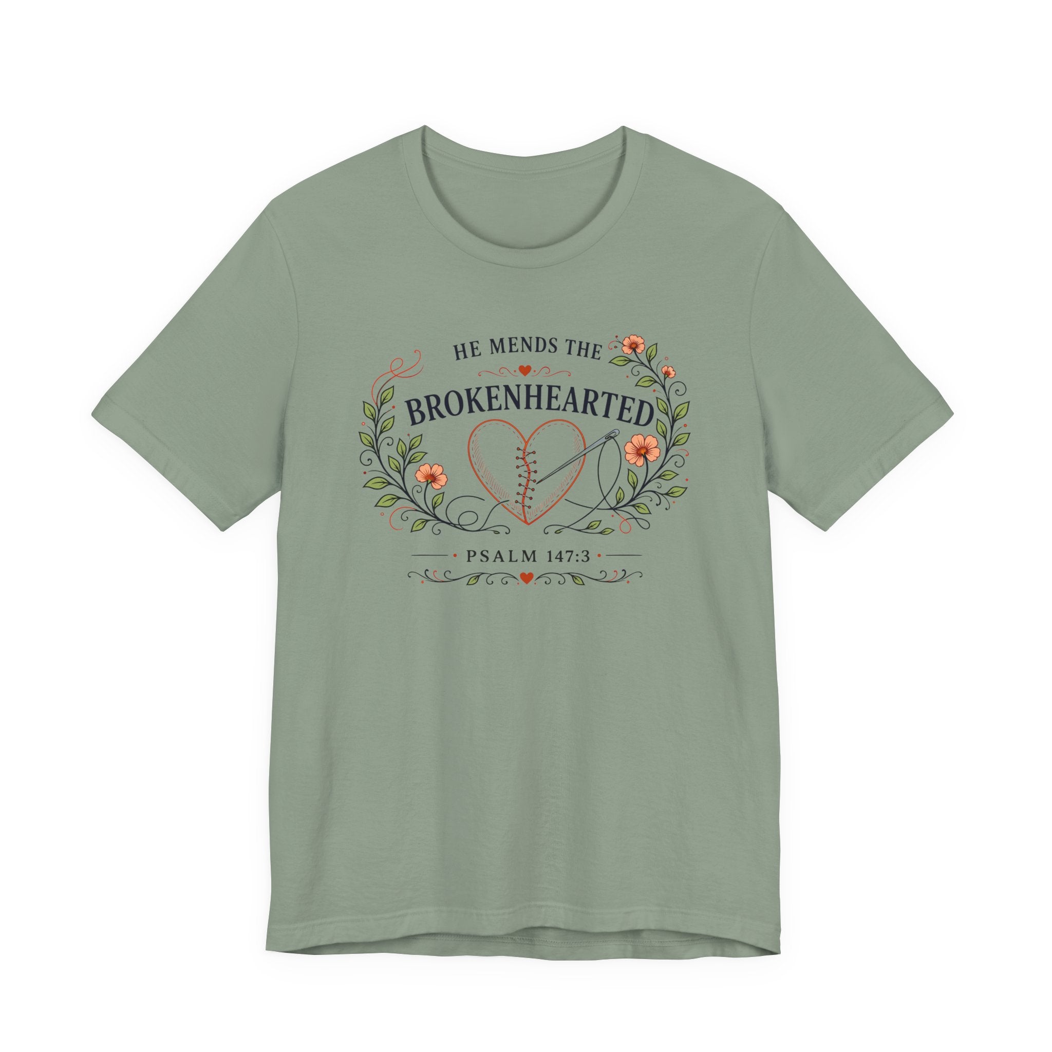 He Mends the Broken Hearted (Psalm 147:3 Tee)