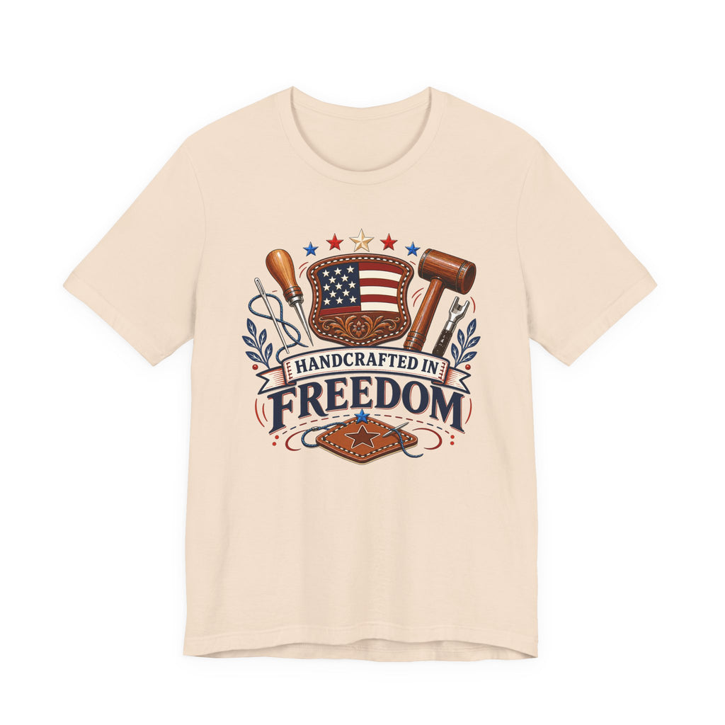 Handcrafted In Freedom (Patriotic Leather Working Tee)