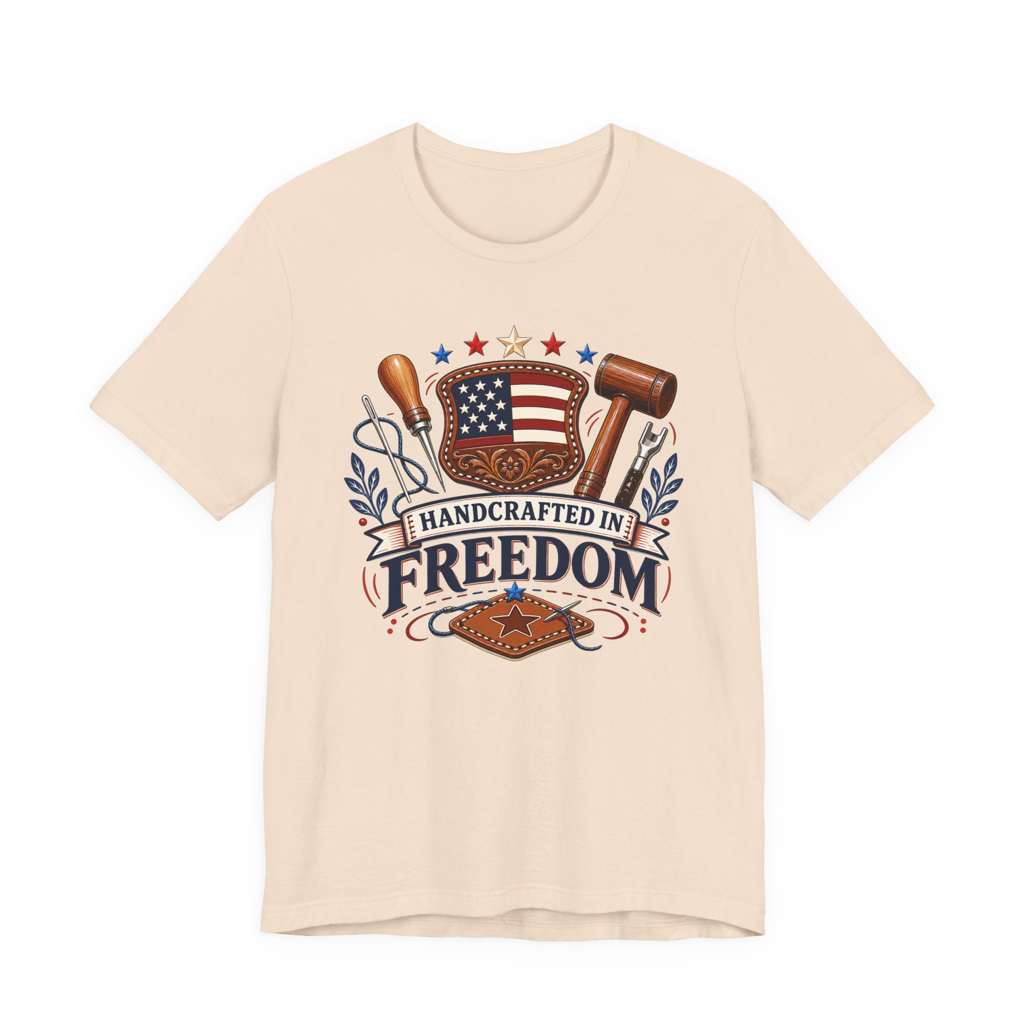 Handcrafted In Freedom (Patriotic Leather Working Tee)