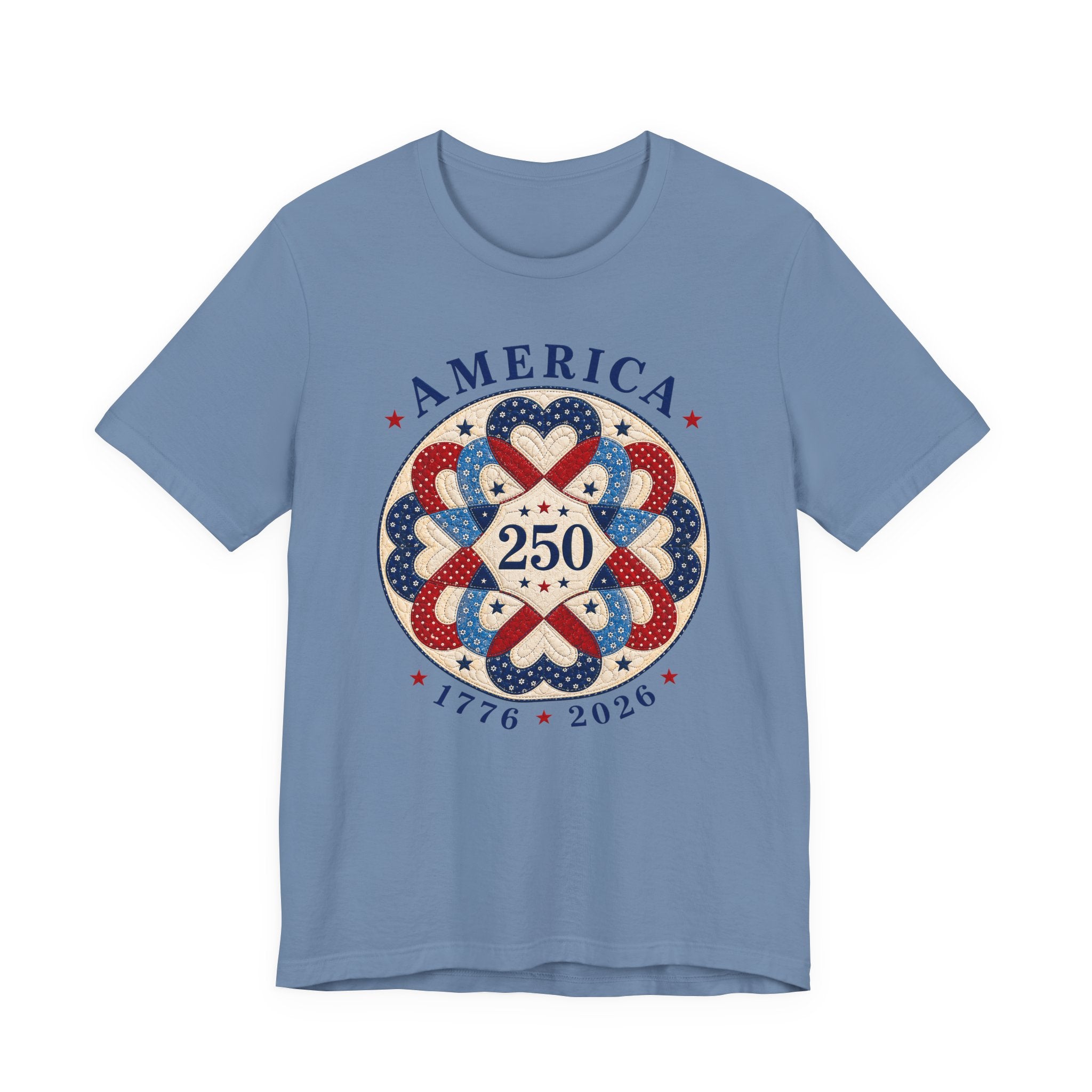 America 250 - Interlocking Hearts (Patriotic Quilting Tee)
