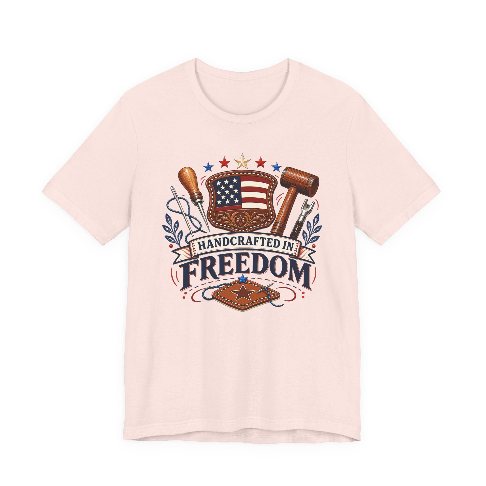 Handcrafted In Freedom (Patriotic Leather Working Tee)
