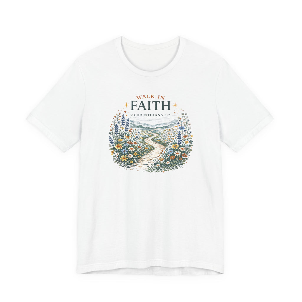 Walk in Faith (2 Corinthians 5:7  Botanical Block Print Tee)