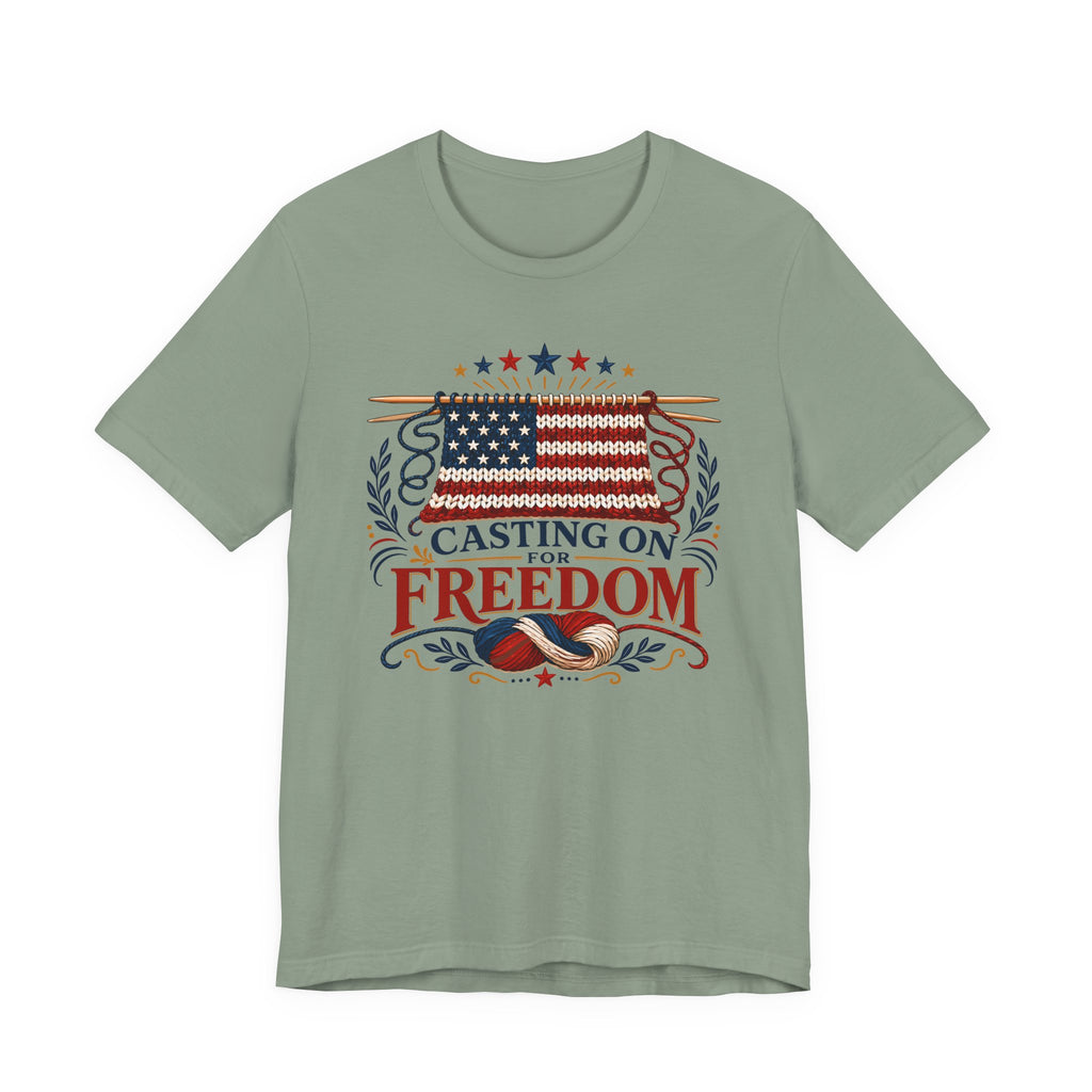 Casting On For Freedom (Patriotic Knitting Tee)
