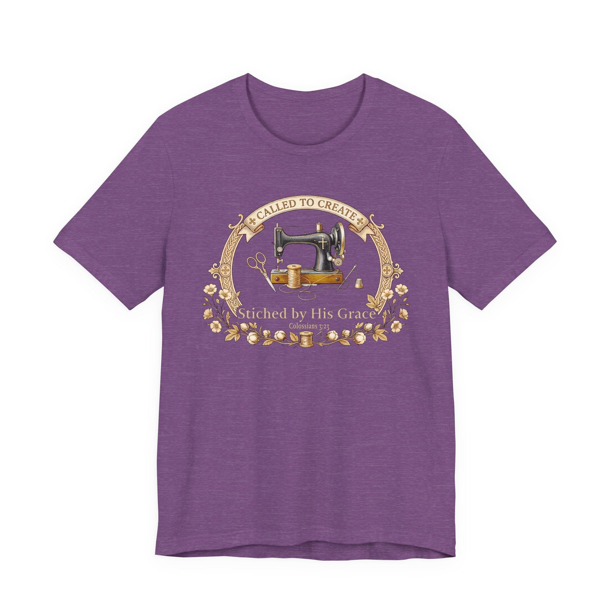 Stitched by His Grace (Christian Sewing - Dark Tee)
