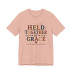 Held Together By Grace and Double Stitches (Christian Sewing Tee)