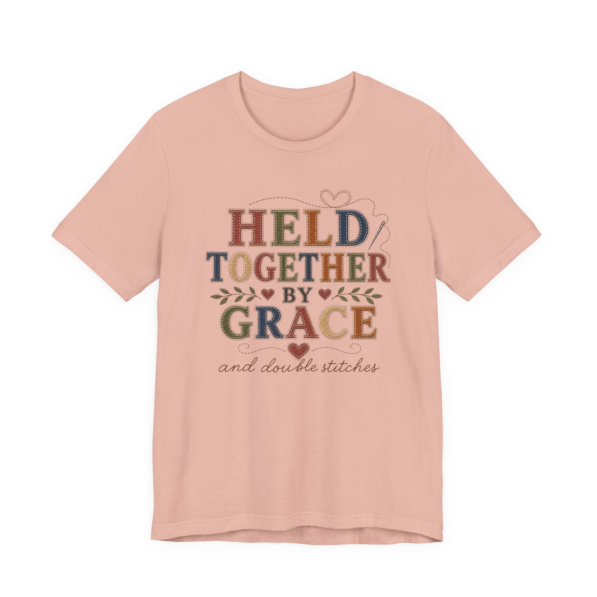 Held Together By Grace and Double Stitches (Christian Sewing Tee)