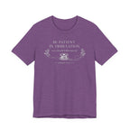 Be Patient in tribulation (Romans 12:12  Dark Sewing Tee)