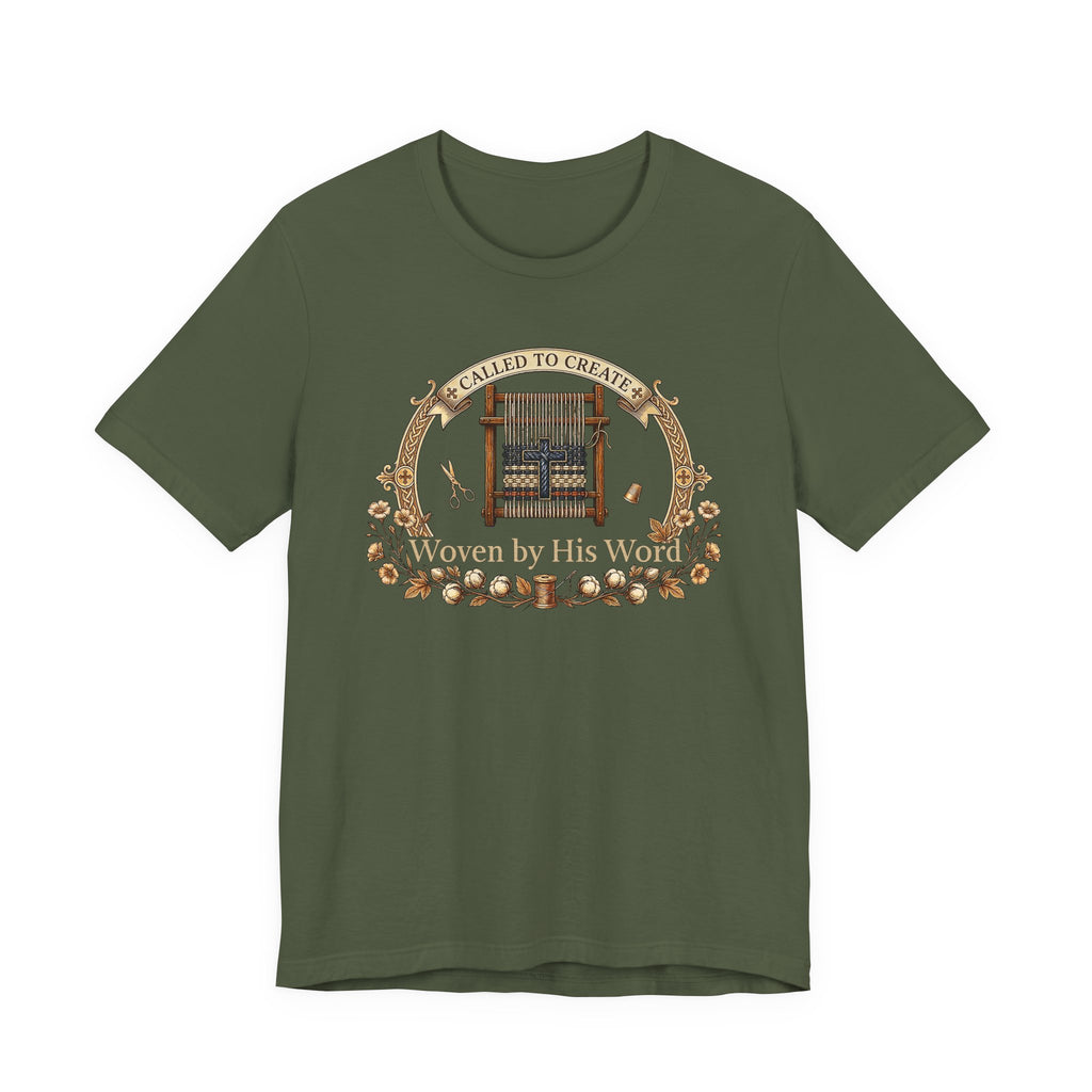 Woven By His Word (Christian Weaver - Dark Tee)