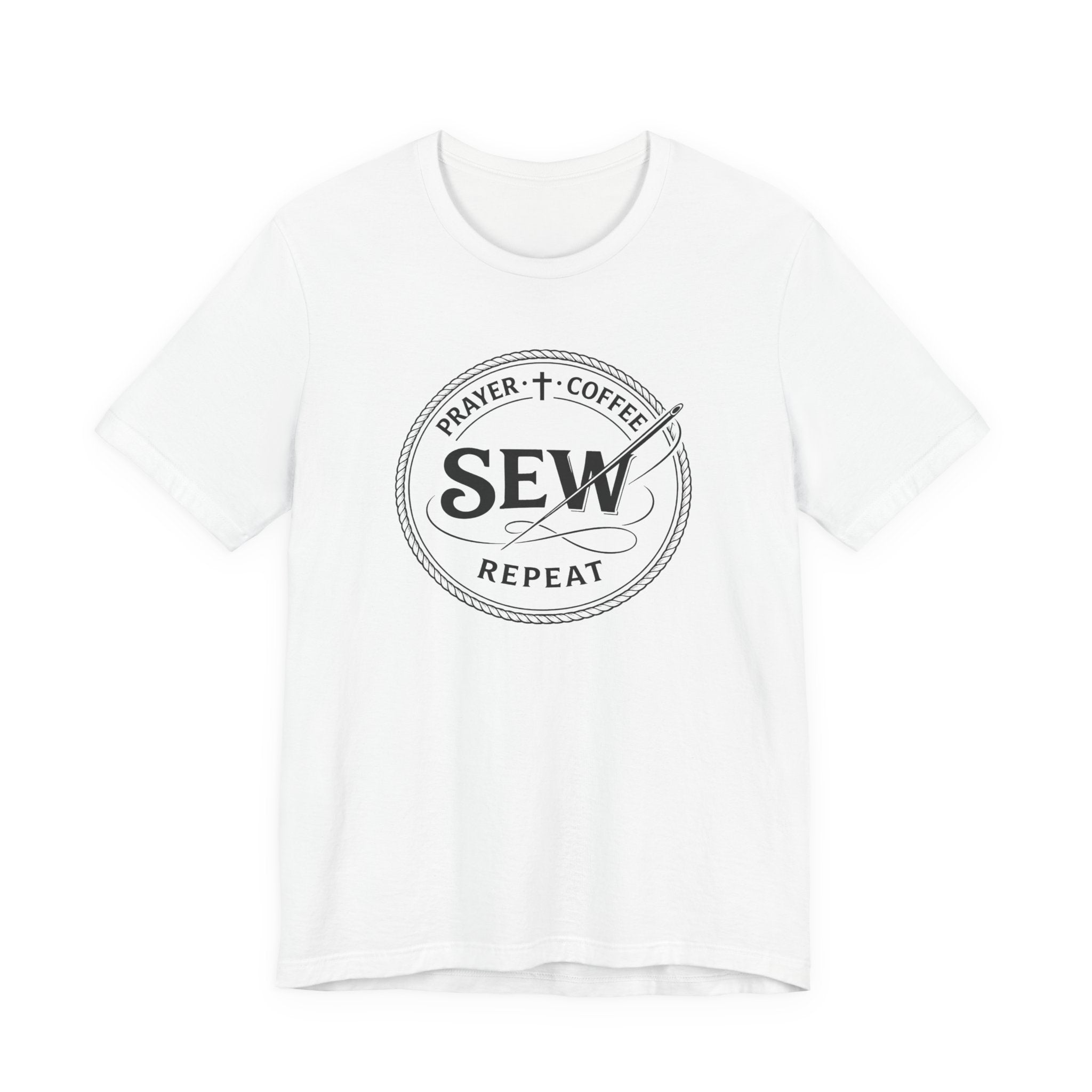 Prayer + Coffee + Sew Repeat (Christian Sewing Tee)