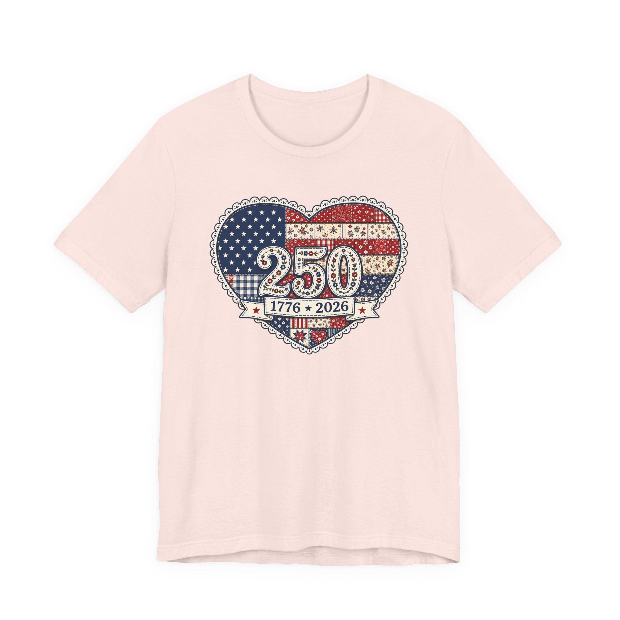Americana Quilted Heart 250 (Patriotic Quilter's Tee)