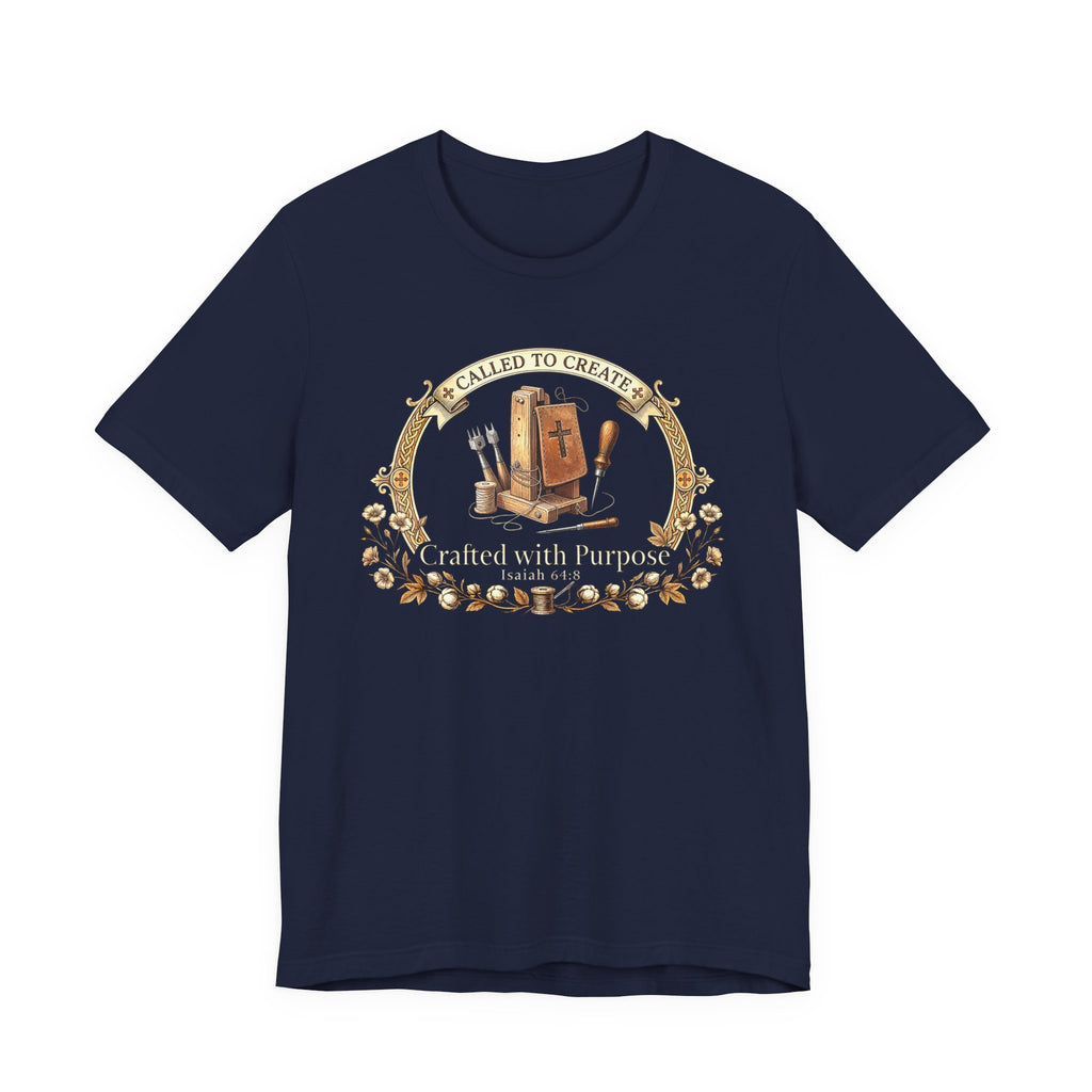Crafted with a Purpose (Leather Working Christian Tee in Dark Colors)