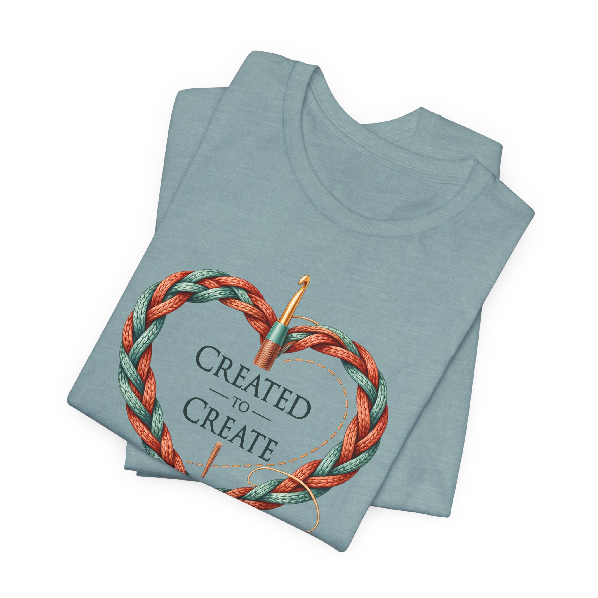 Created to Create (Christian Crochet Heart Tee)