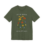 It Is Well With My Soul (Botanical Christian Tee in Dark Colors)
