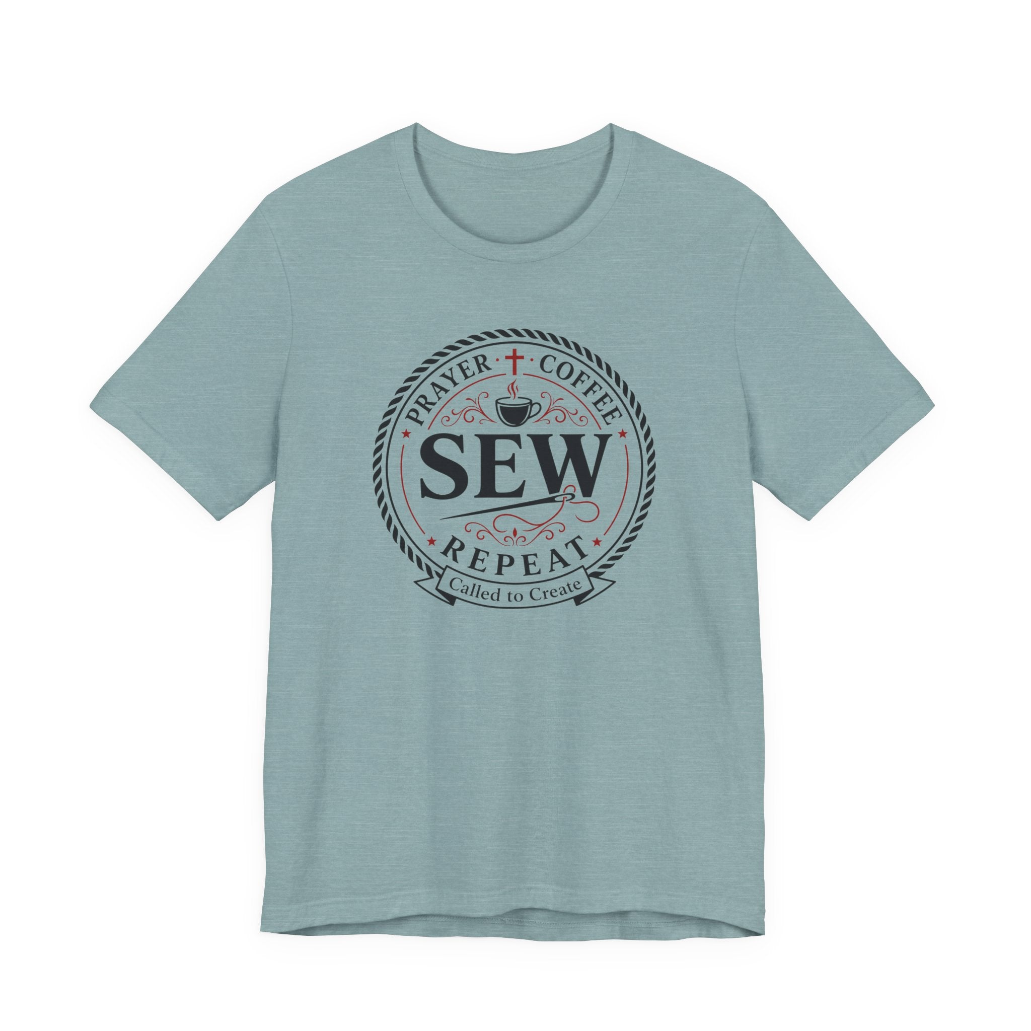 Prayer + Coffee + Sew + Repeat (Christian Tee)