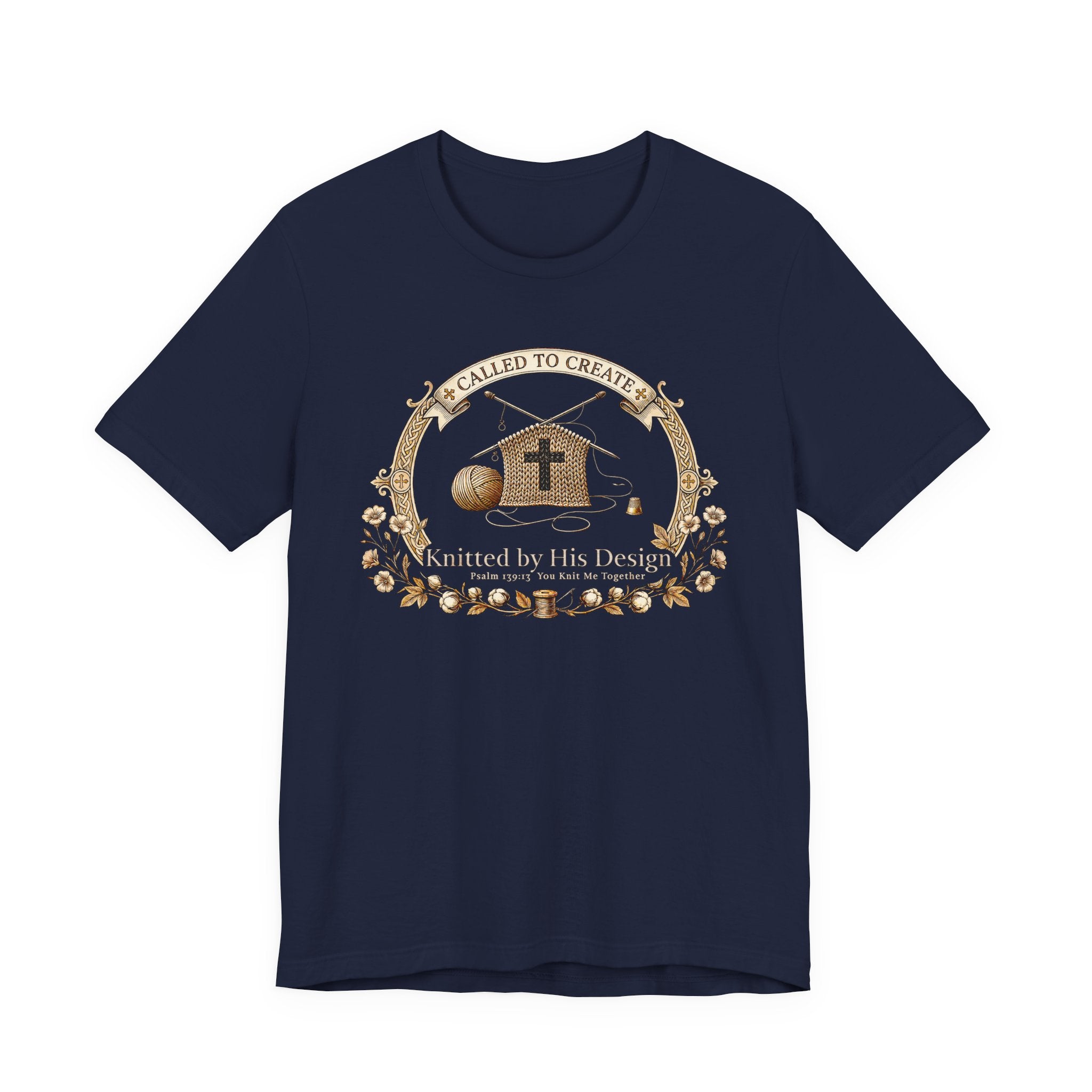 Knitted by His Design (Knitting Lovers Christian Tee - Dark Colors)