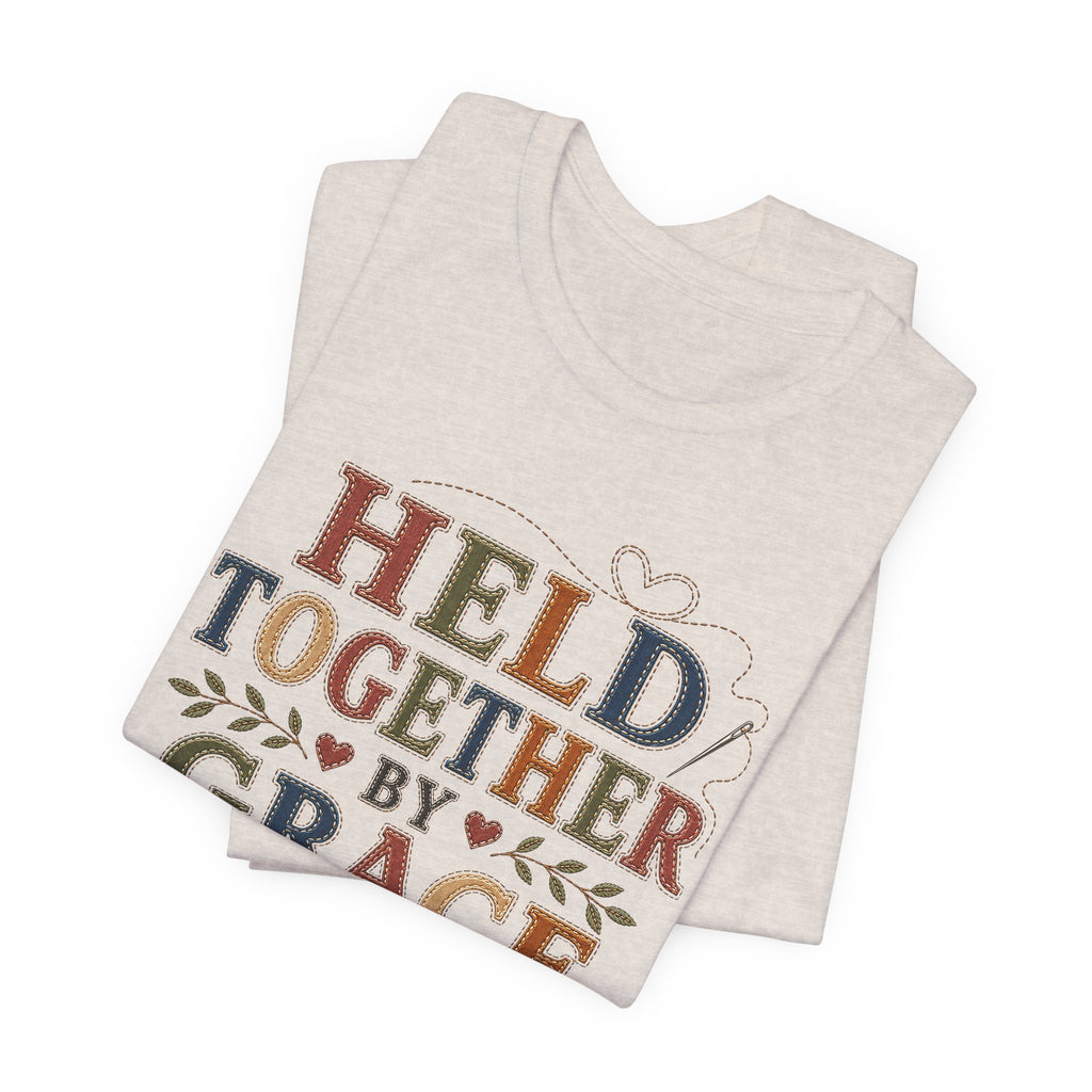 Held Together By Grace and Double Stitches (Christian Sewing Tee)