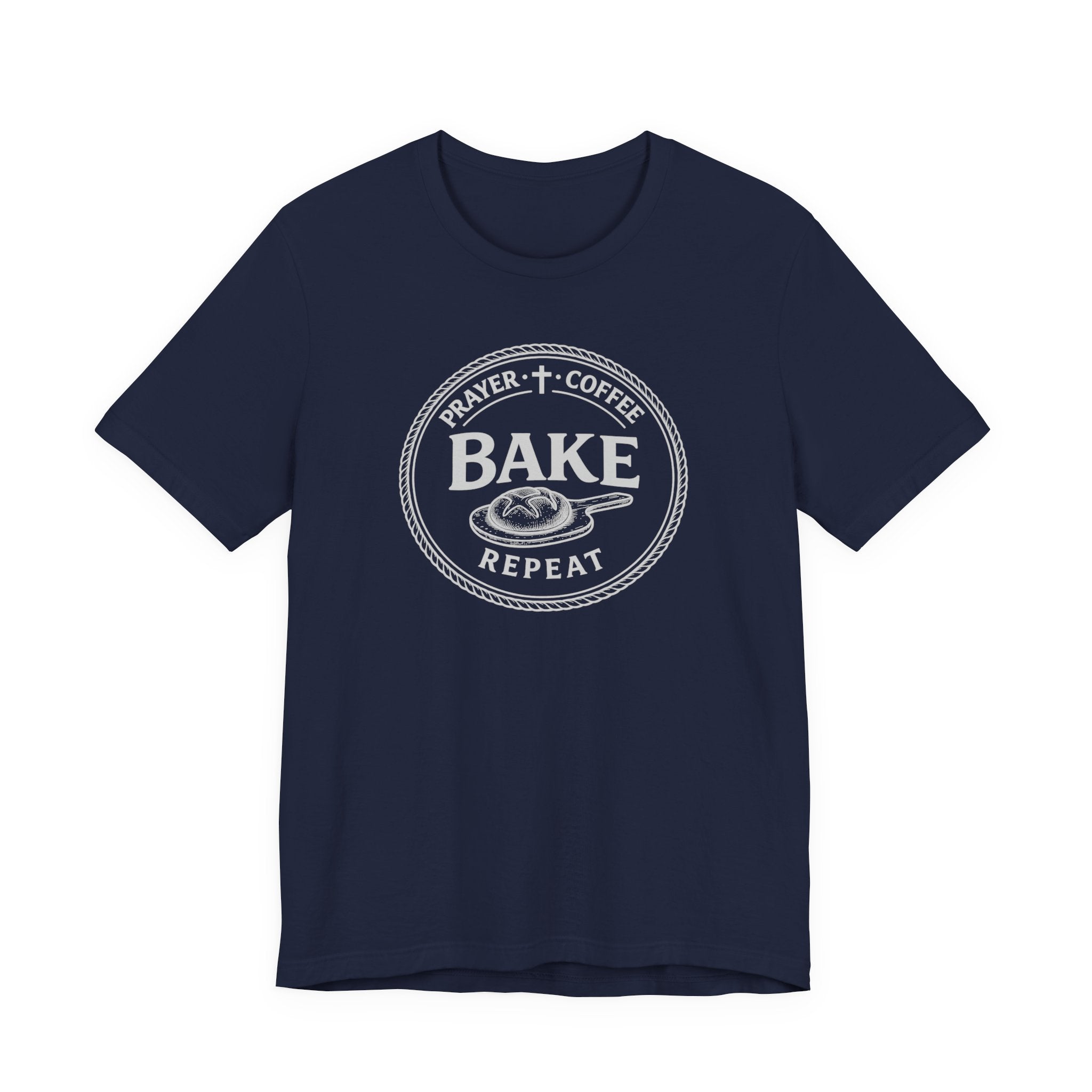 Prayer + Coffee + Bake + Repeat (Christian Tee in Dark Colors)