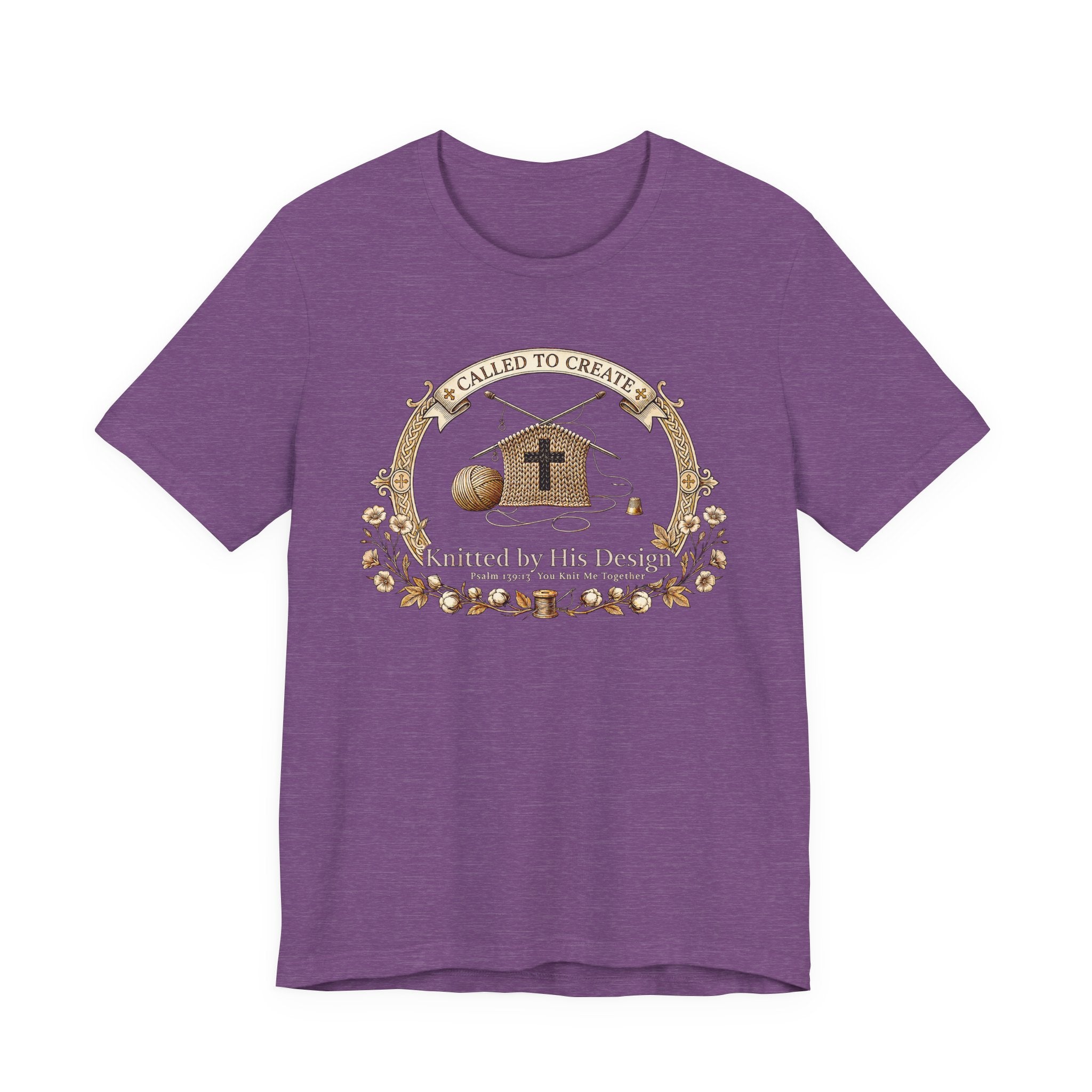 Knitted by His Design (Knitting Lovers Christian Tee - Dark Colors)