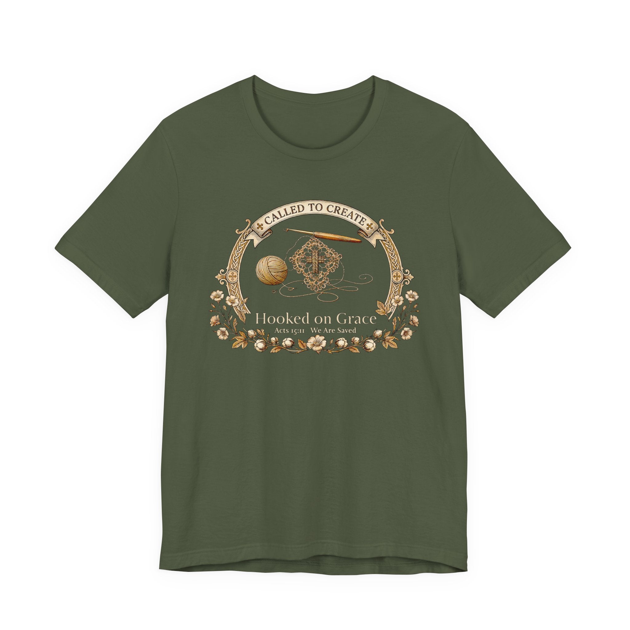 Hooked on Grace (Crochet Lovers Christian Tee - Dark Colors)