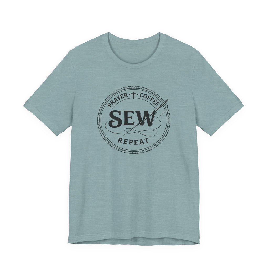 Prayer + Coffee + Sew Repeat (Christian Sewing Tee)