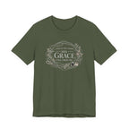 Even in Chaos His Grace Finds Me (Christian Sewing Tee in Dark Colors)