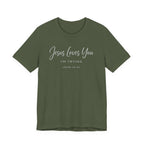 Jesus Loves You I'm Trying (John 13:34 Tee - Dark Colors)